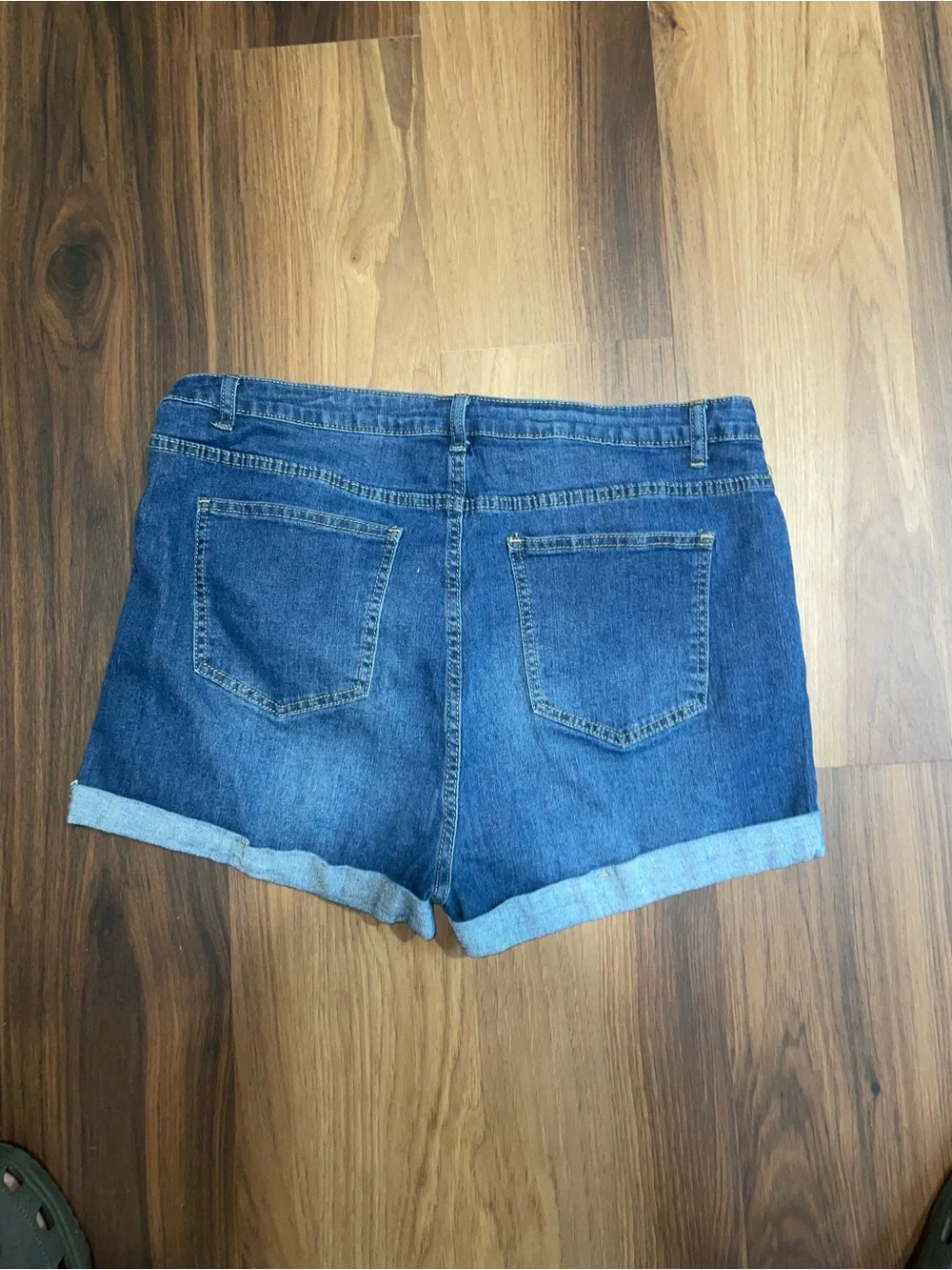 SHEIN Blue Distressed Cuffed Denim Shorts